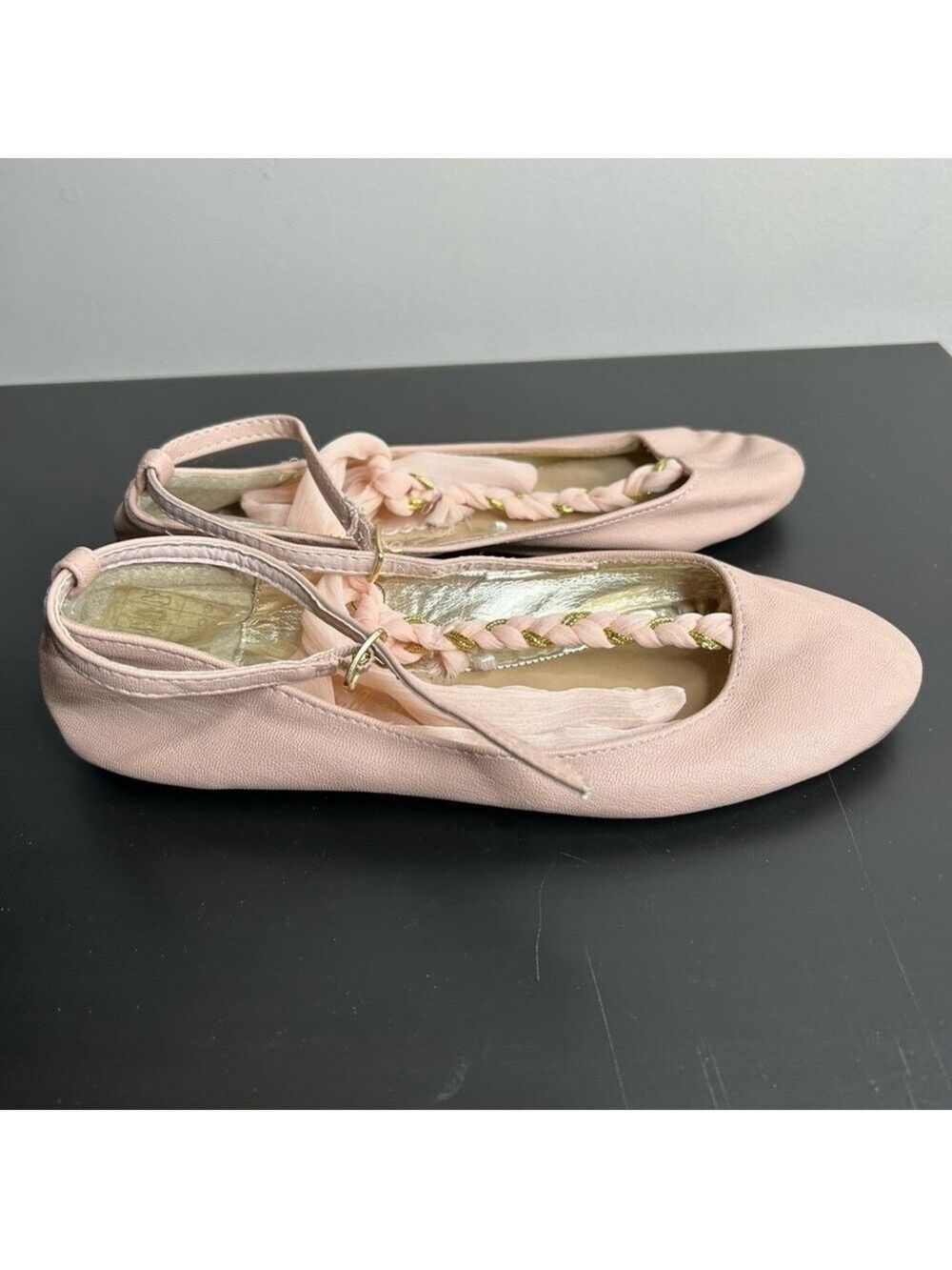 Bold in Ballerina Pink Ballet Flats Ankle Ribbon Wrap Size 5